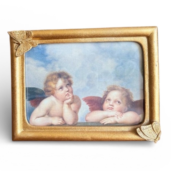 Vintage Other - Vintage Gold Butterfly Frame with Angels